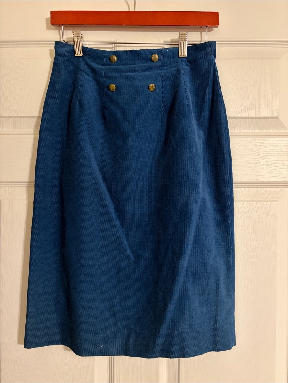 Vintage Laura Ashley Corduroy Midi Skirt - Blue - Size 10